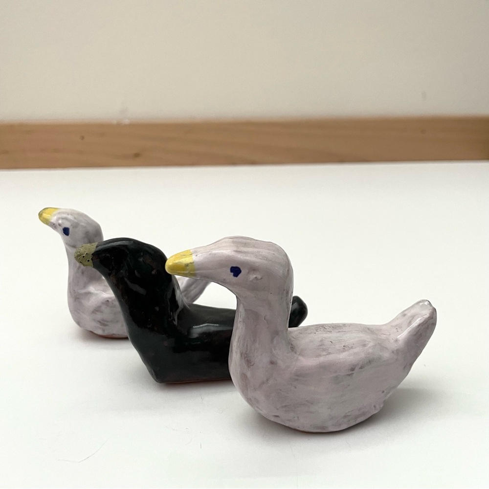 3 vintage primitive redware pottery birds ducks geese - Picture 5 of 14